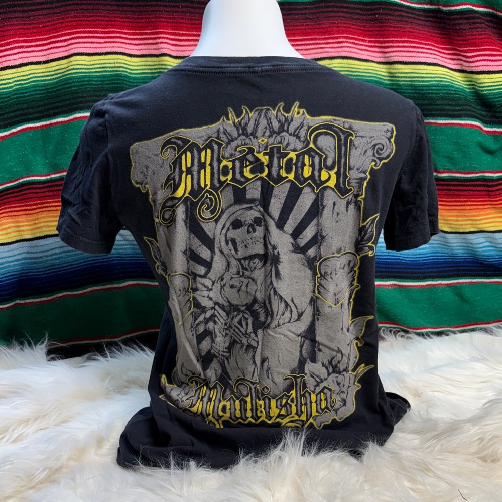 Metal Mulisha Black Graphic T-Shirt with Yellow and Gray Design